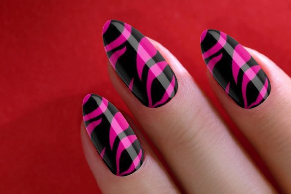 Pink and Black Nail Designs